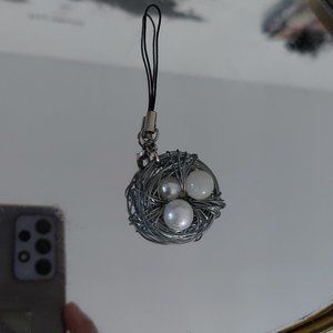 DIY Bird's Nest Phone Handbag Charm Keychain Pendant
